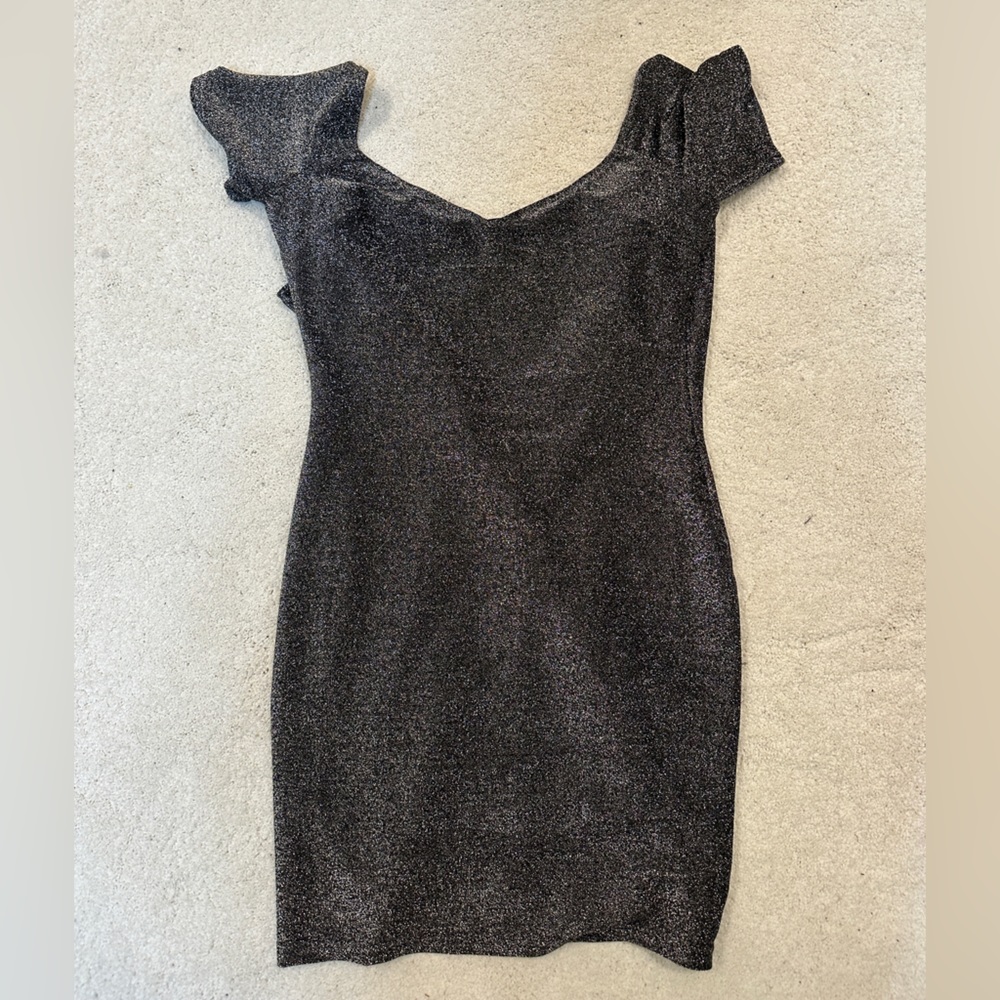 Sparkly Shiny Silver Fitted Dress | Formal | NYE drsss